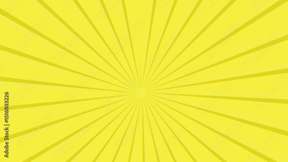 Fototapeta premium Yellow sun ray background. Amber yellow swirl radial beam sunrise or sunset light retro design illustration. Light sunburst glowing background.