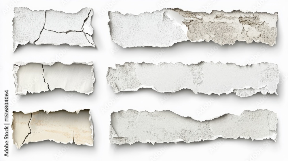 Collection of realistic vector ripped paper edges; horizontal strips with frayed, torn textures, torn edge, frayed edges Collection of realistic vector ripped paper edges; horizontal strips with frayed, torn textures, torn edge, frayed edges