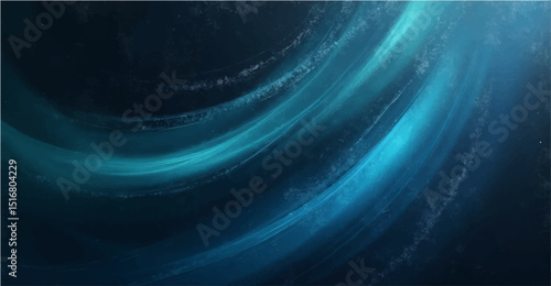 Abstract blue smoke waves against a black background, a flowing pattern of light line and energy