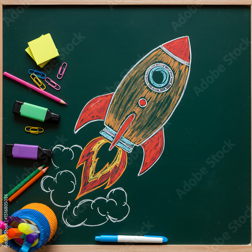 Chalkboard Rocket Launch: Education, Innovation, and Success