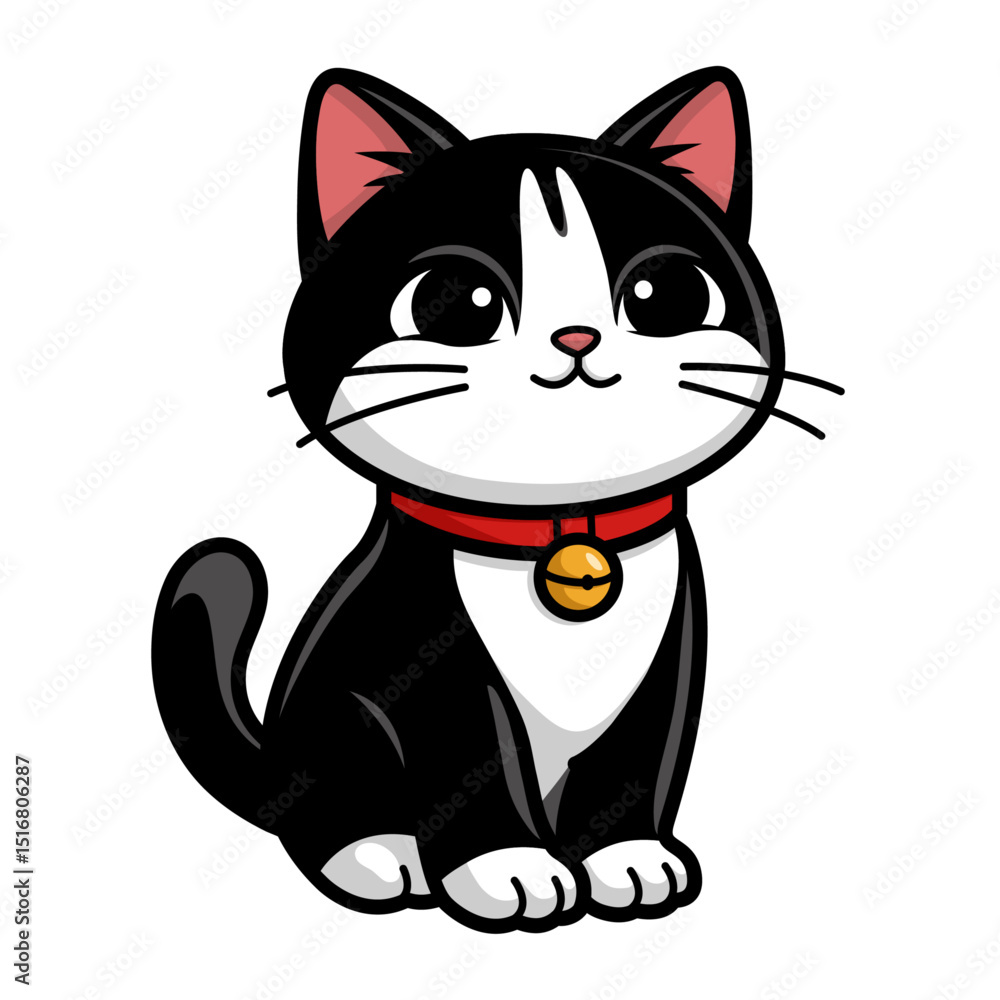 Obraz premium Cute Japan Black Cat. 