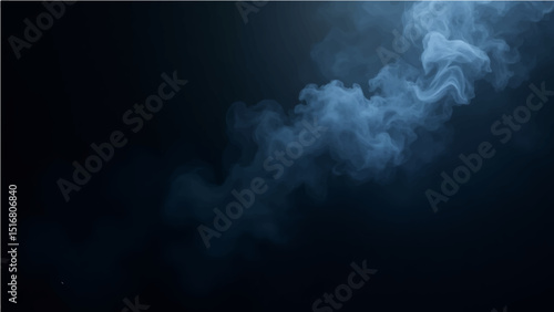 Abstract dark blue and black with light and a hint of smoke texture.