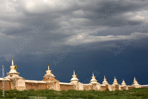 The walls of Erdene Zuu monastery with its 108 stupas, Karakorum, Mongolia