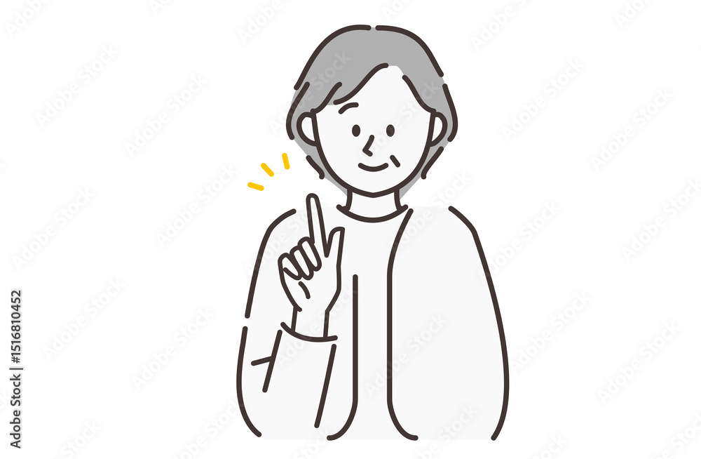 指をさしている年配の女性 指をさしている年配の女性