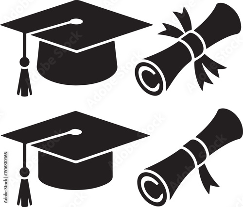 graduation cap and diploma