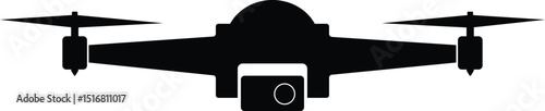 Black and white drone icon vector