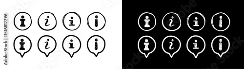 Doodle information icon set. Vector hand drawn information icon symbol. Info button. Info icons set.	
