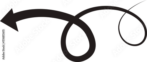 Arrow icon. Hand drawn black line doodle arrow, curve arrow vector. Sketch curved dashed arrows design isolated on transparent background. Direction shape for web and app.