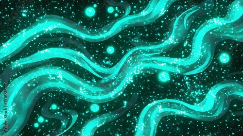 Abstract swirling turquoise nebula