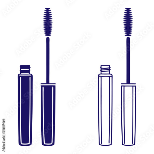 Mascara Packaging with Brush Applicator – Branding Vector Illustration

