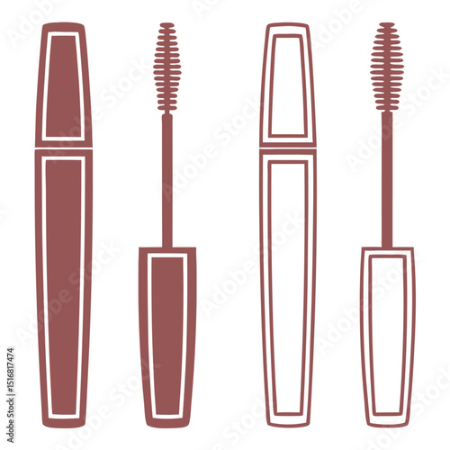 Mascara Packaging with Brush Applicator – Branding Vector Illustration

