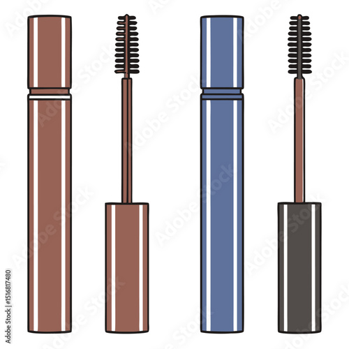 Mascara Packaging with Brush Applicator – Branding Vector Illustration

