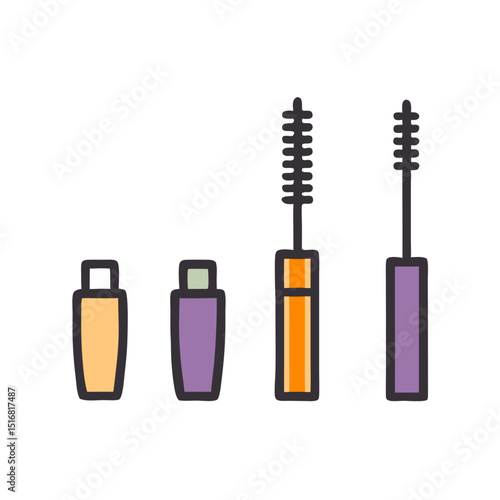 Mascara Packaging with Brush Applicator – Branding Vector Illustration

