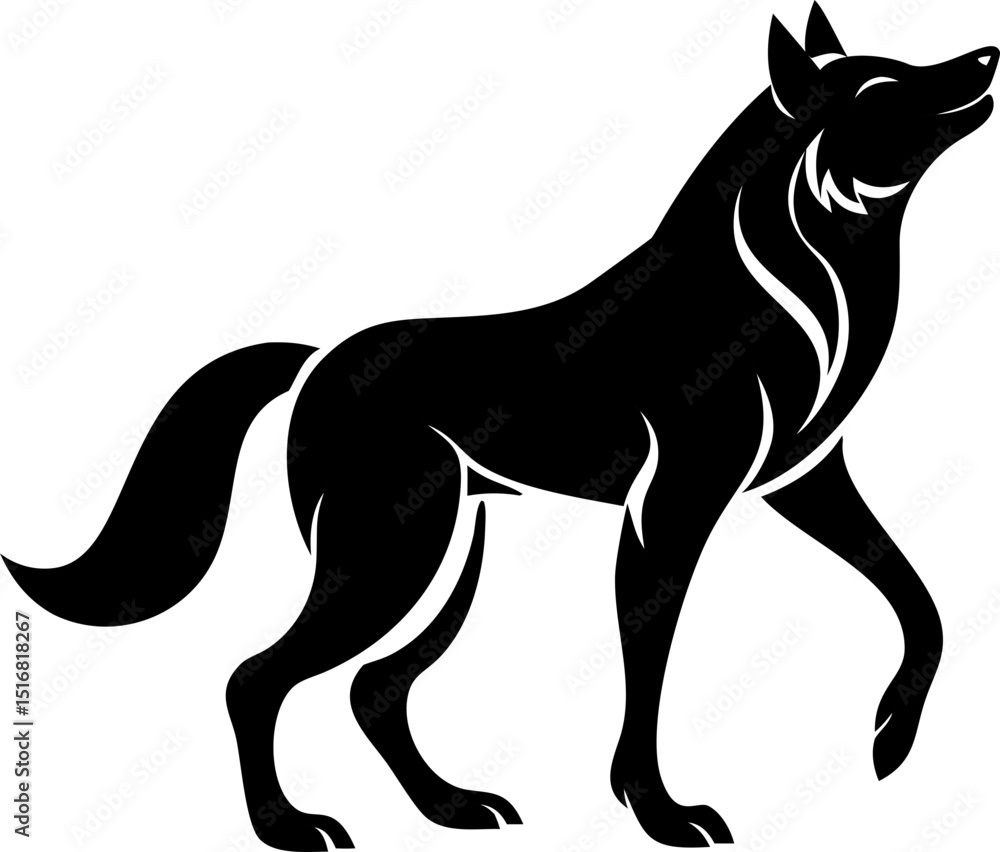 Fototapeta premium wolf icon in majestic pose, perfect for badges and branding.