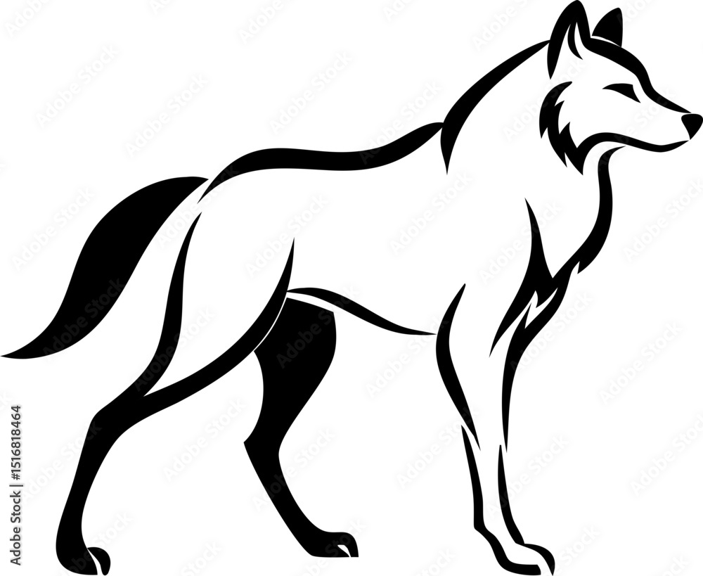 Standing wolf icon in minimal vector style, good for branding or UI. Standing wolf icon in minimal vector style, good for branding or UI.