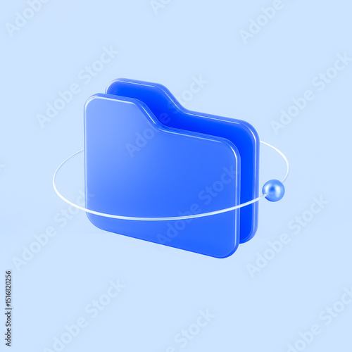 3D Digital Folder with Orbit Ring – Data Storage, File Management, or Cloud Sync Concept

