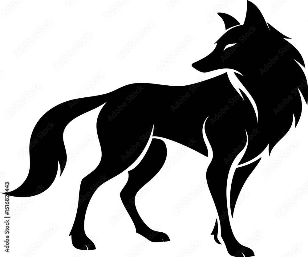 Fototapeta premium wolf, icon, flat, logo, animal, app, design, branding, modern, simple, vector, wildlife, graphic, symbol, minimalist, digital, character, creative, elegant, wild, illustration, clean, abstract, mascot