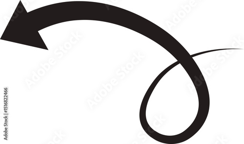 Arrow icon. Hand drawn black line doodle arrow, curve arrow vector. Sketch curved dashed arrows design isolated on transparent background. Direction shape for web and app.
