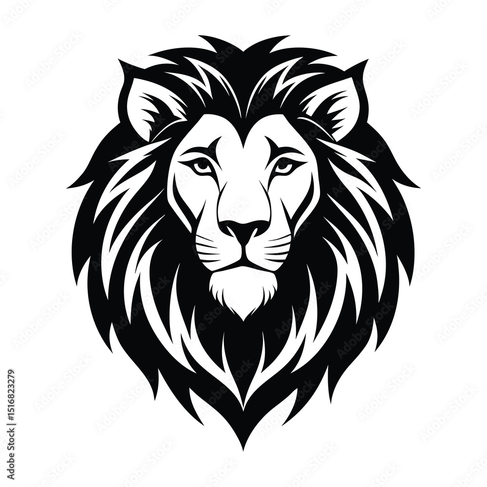Obraz premium Majestic Lion Head Tribal Style Vector Illustration