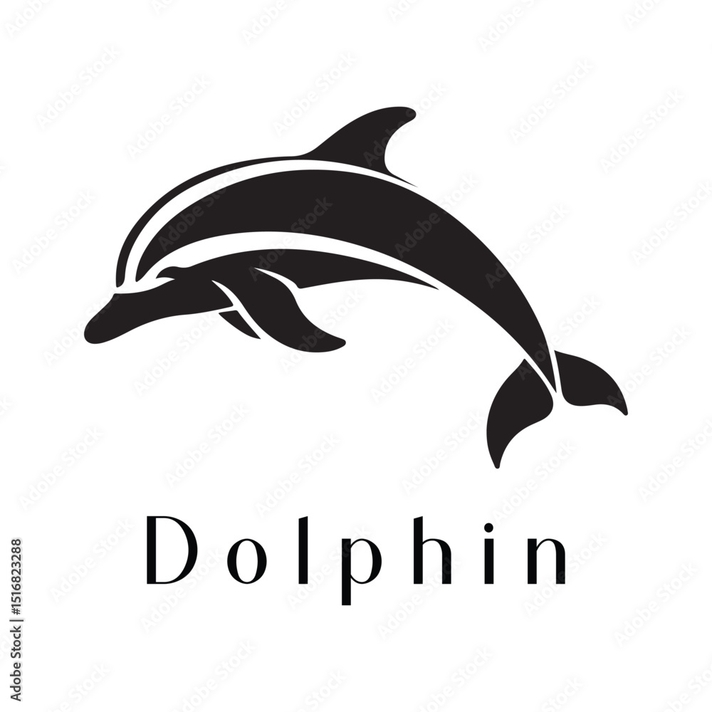 Fototapeta premium Minimal Dolphin Logo Design – Silhouette Style Vector for Modern Branding 