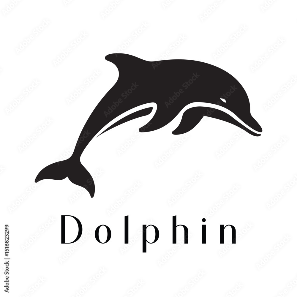 Naklejka premium Minimal Dolphin Logo Design – Silhouette Style Vector for Modern Branding 