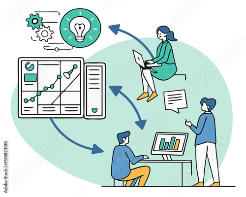 Vector Illustration of Startup, Business Plan, Project Development, from Idea to Realisation. Creative Concept for Web Banner, Social Media Banner, Business Presentation, Marketing Material