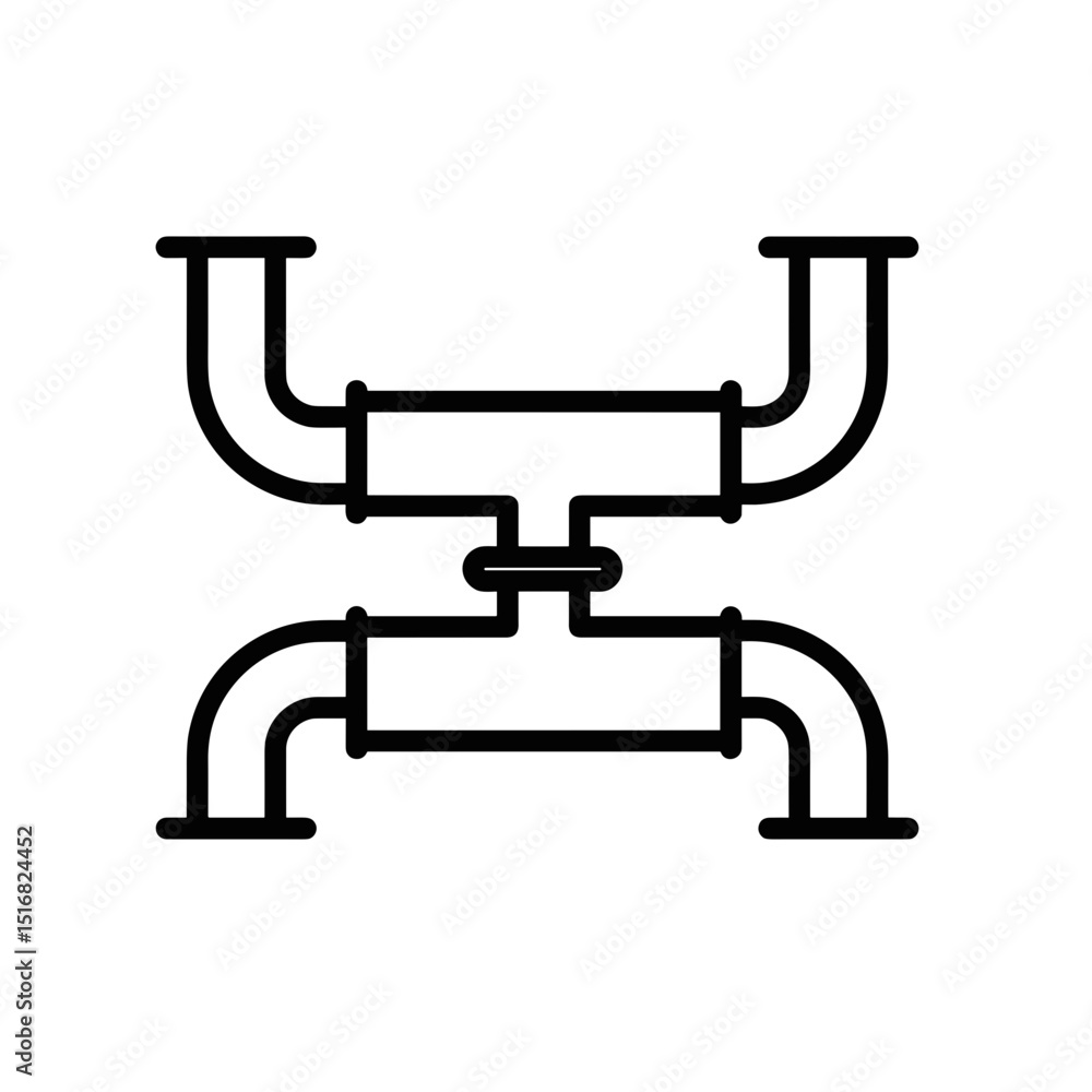 Cooling pipes in industrial design for nuclear industry icon Cooling pipes in industrial design for nuclear industry icon