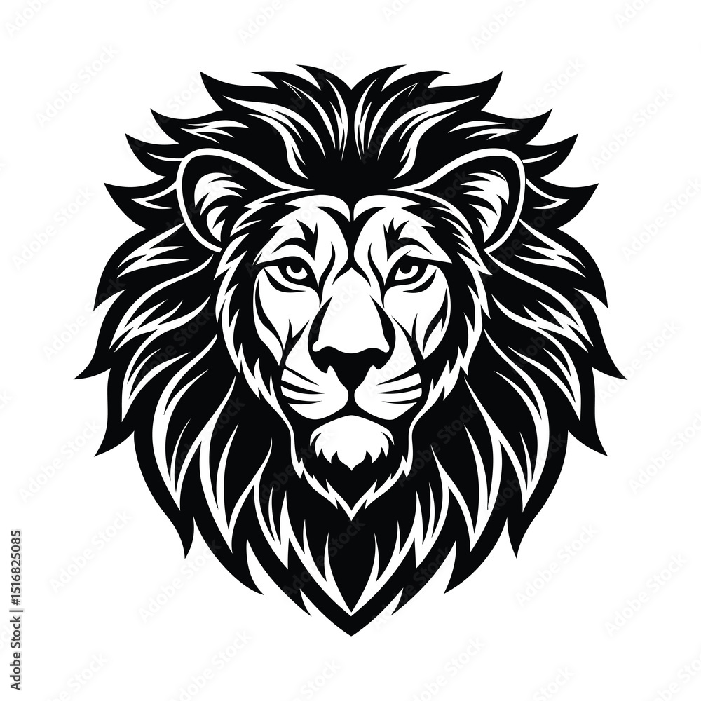 Fototapeta premium Majestic Lion Head Tribal Style Vector Illustration