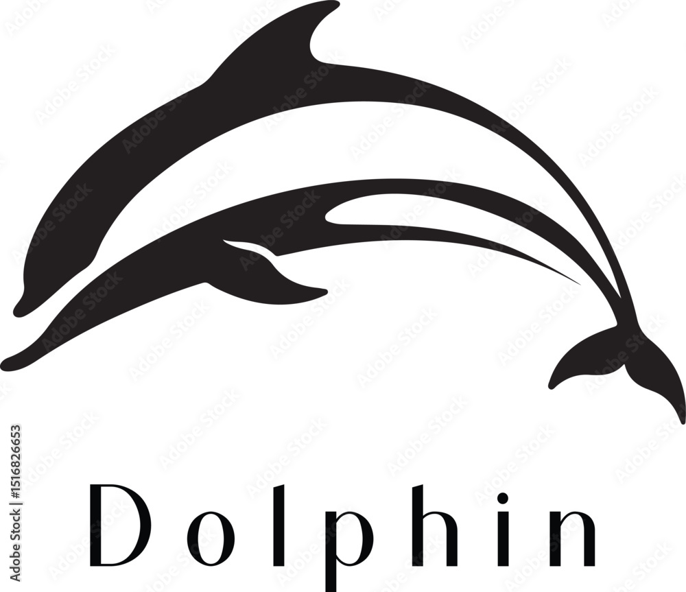 Naklejka premium Minimal Dolphin Logo Design – Silhouette Style Vector for Modern Branding 
