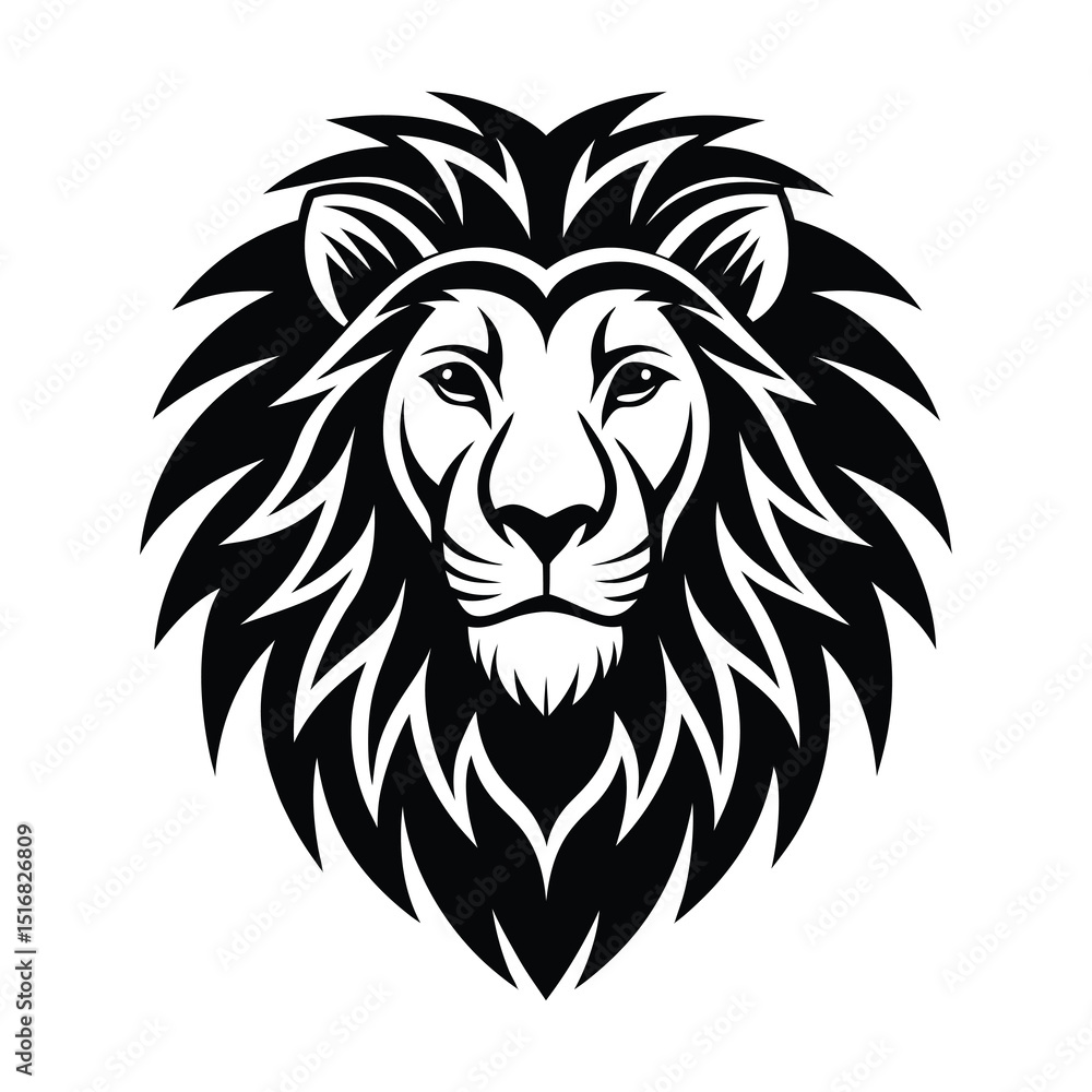 Obraz premium Majestic Lion Head Tribal Style Vector Illustration