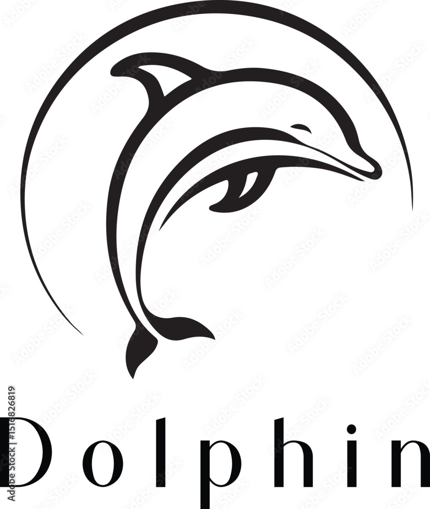 Naklejka premium Minimal Dolphin Logo Design – Silhouette Style Vector for Modern Branding 