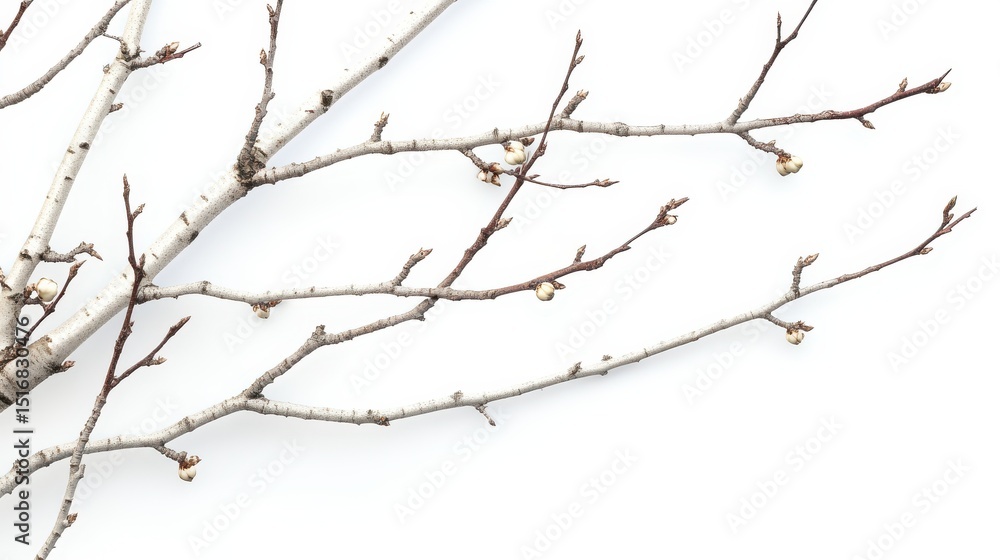 White background with isolated birch branches, clean, branch White background with isolated birch branches, clean, branch