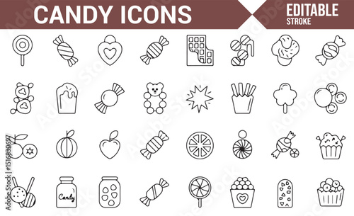 Vector Candy Icons for Sweets, Treats, and Festive Designs