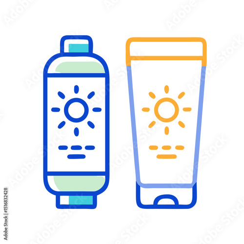 Colorful Illustration of Different Sun Protection Products