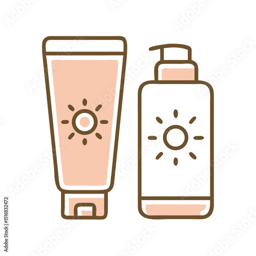 Sun Protection Cosmetic Products – Flat Vector Art for Skincare Concepts

