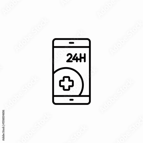 24 hour medical service icon sign vector