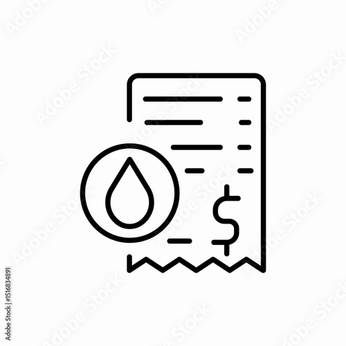 Water utility bill service icon vector sign