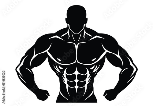 strong muscular man silhouette vector graphic fitness illustration male body shape icon