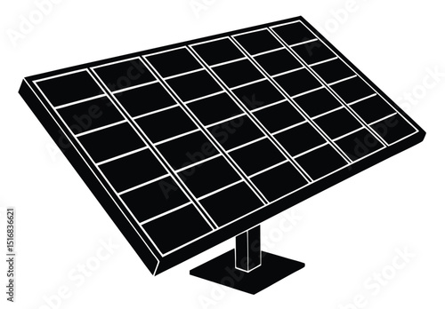 3d solar panel silhouette Vector flat design icon Illustration.