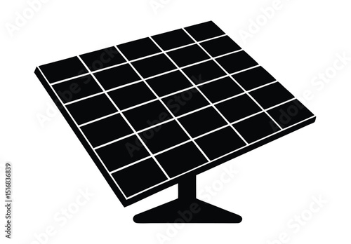 3d solar panel silhouette Vector flat design icon Illustration.