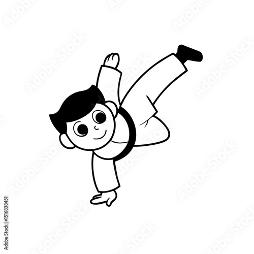 child doing a cartwheel in a karate