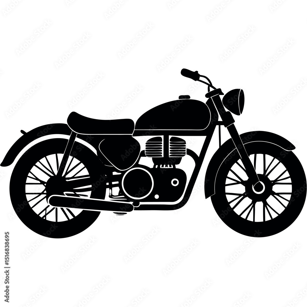 Fototapeta premium Vintage Motorcycle Silhouette Classic Bike Design Illustration