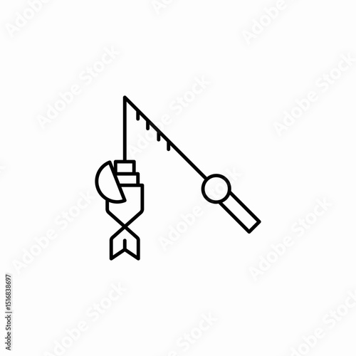 fishing rod icon sign vector