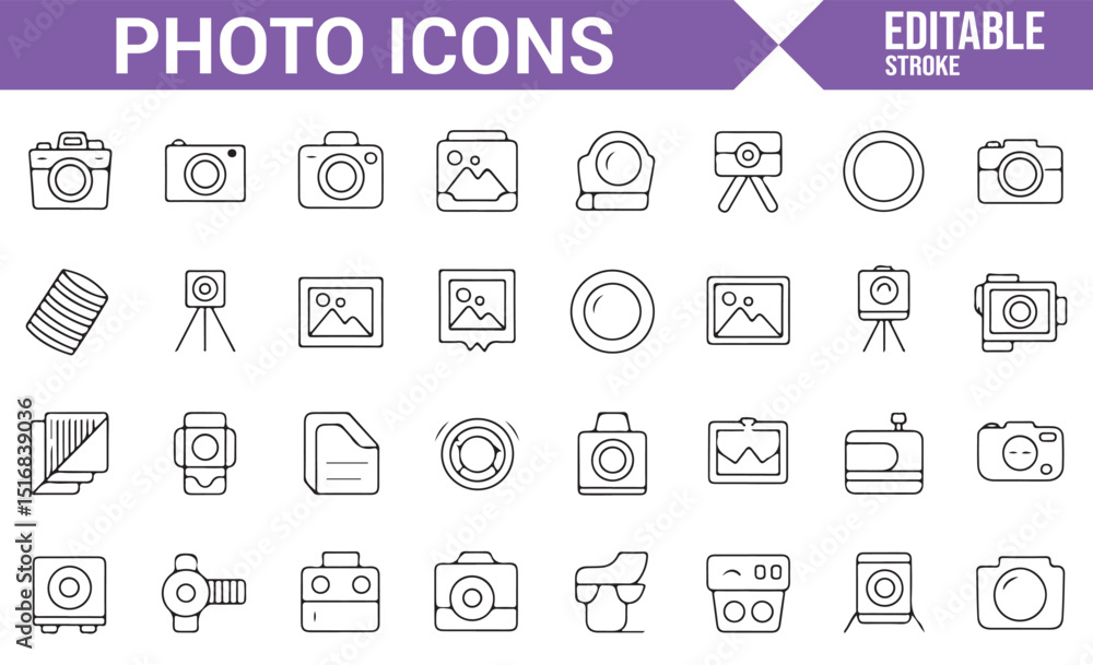 Simple Line Illustrations of Camera and Photography Equipment. Simple Line Illustrations of Camera and Photography Equipment.