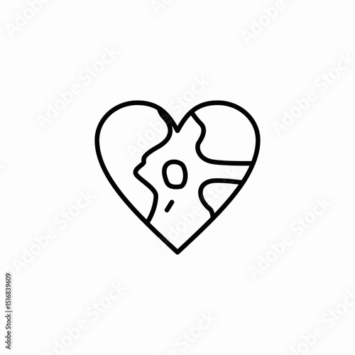 heart shaped earth icon sign vector