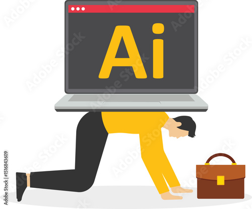 Artificial intelligence replacing jobs concept stock illustration

