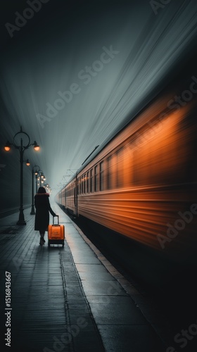 passenger with suitcase wai...