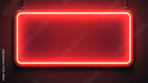 Neon Red Rectangular Sign