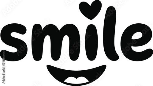 A stylized smile text logo with a heart replacing the i and a mouth below the word smile