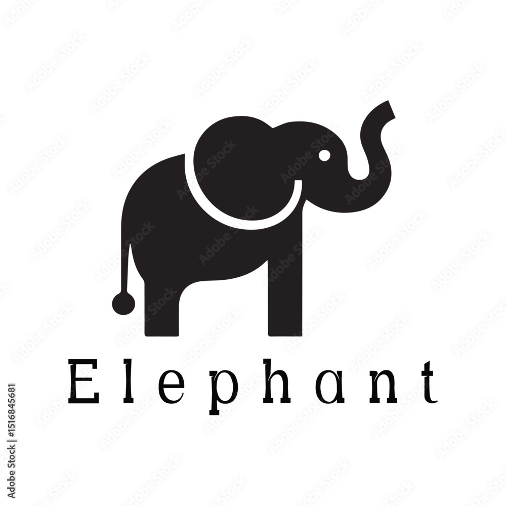 Obraz premium Minimal Silhouette Style Elephant Logo Vector Design for Branding